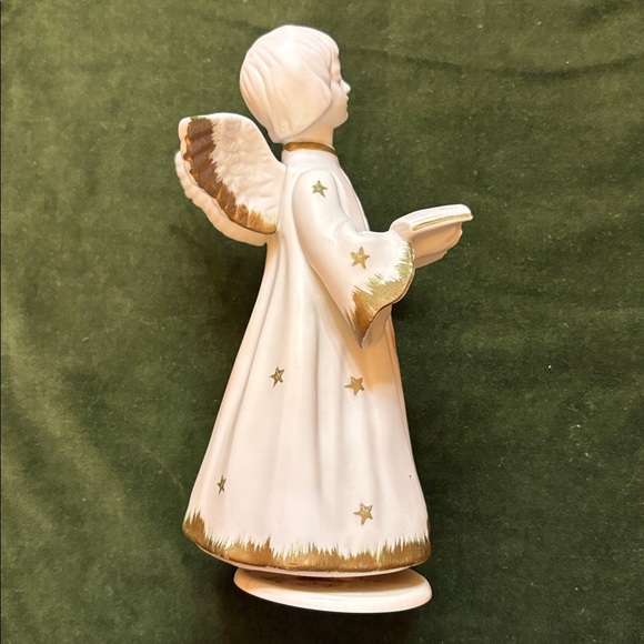Vintage 70s Schmid Bros Ceramic Rotating Musical Angel plays Brahms Lullaby - Picture 6 of 11